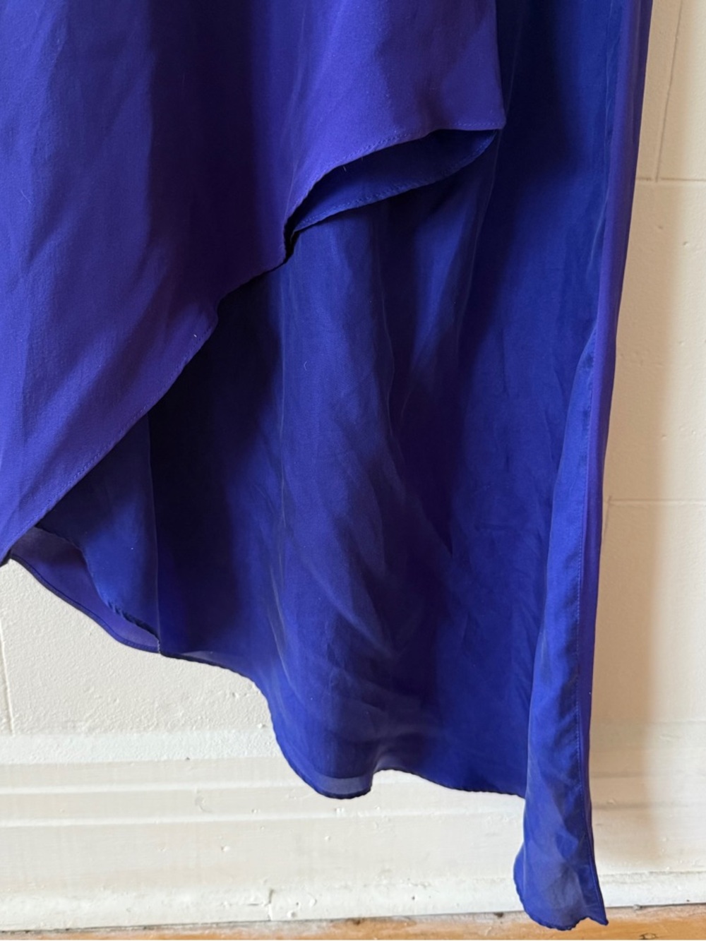 MASON | Silk Summer Slip Dress Blue Asymmetrical Hem | Size 6 - Picture 5 of 12
